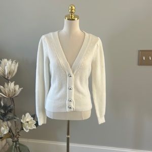 White House Black Market Ivory V-Neck Sweater